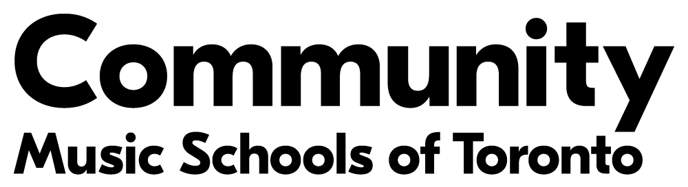 Logo de Community Music Schools of Toronto. Le logo reprend le nom écrit en noir.