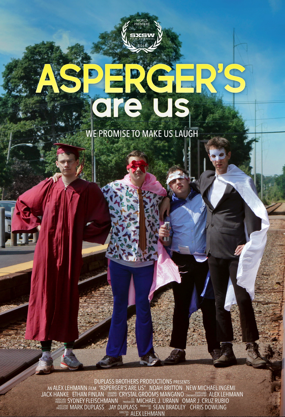 Poster of the movie showing the picture of four white men. The man on the left wears a red academic robe. The three others wear superhero masks and capes.
