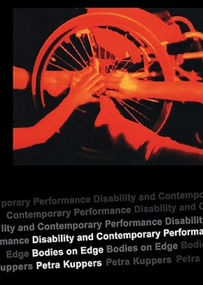 Book cover representing the wheels of a wheelchair in red with a black background, and the title of the book