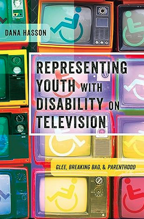 Book cover showing multiple TV screens with the logo representing a wheelchair, and the title of the book