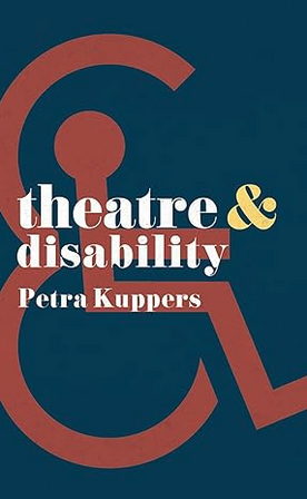 Book cover representing the wheelchair logo in red on a blue background, and the title of the book