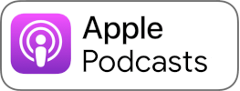 Logo of Apple Podcasts, pink square with white waves