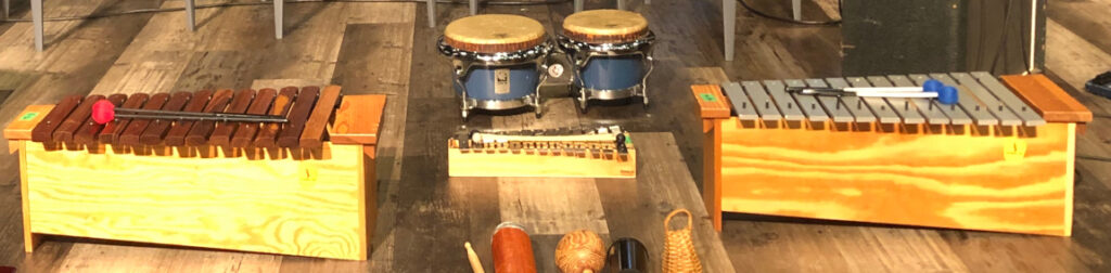 two big xylophones, one small xylophone and a few percussions 