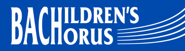 Bach Children's Chorus logo, with white text on blue background