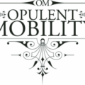 Black and white text reading Opulent Mobility, with symmetric lines at the bottom.